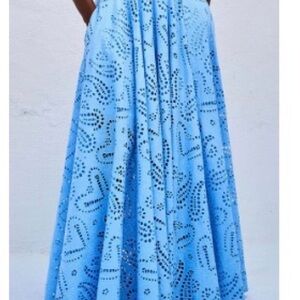 Elegant Blue Eyelet Women's Maxi Skirt Size Large NWT